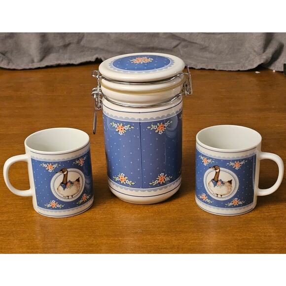 Vintage George Good By Fabrizio Canister & 2 Cups With Goose 1985 Japan (gg294) - Picture 2 of 6